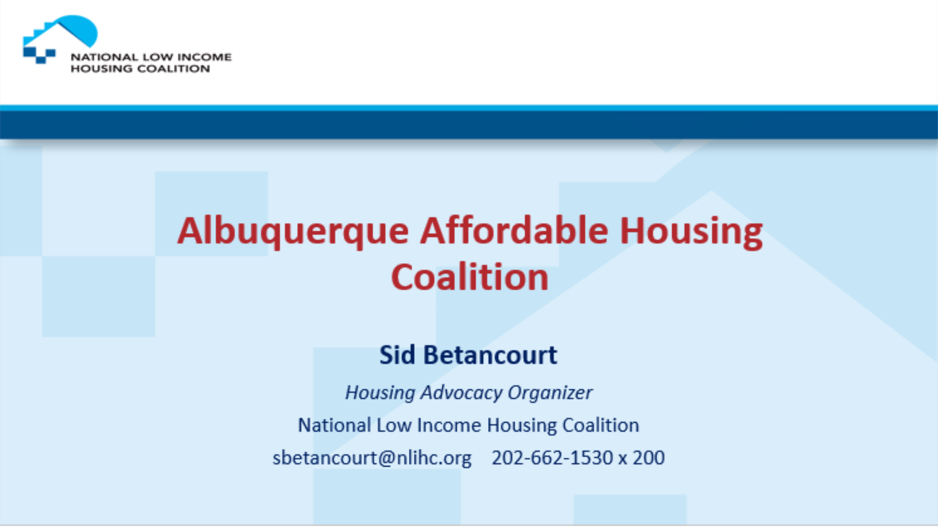 National Low Income Housing Coalition Presentation