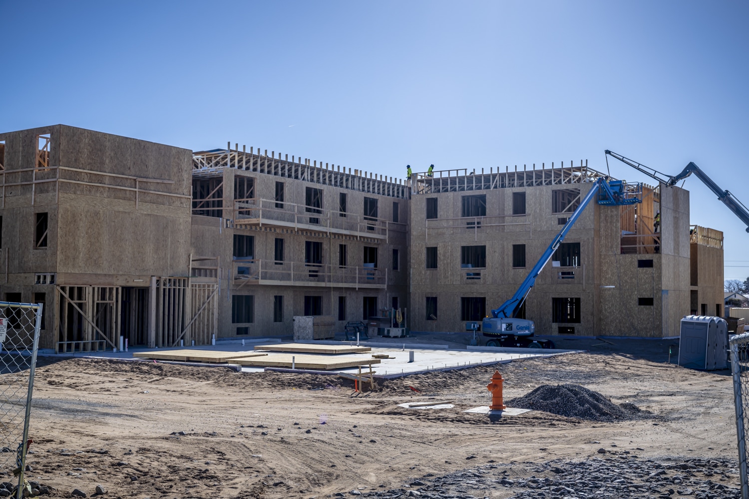 Pictured are the Route 66 Flats, a new affordable housing apartment complex being built in Albuquerque’s westside near 98th. 
Photo by Roberto E. Rosales / City Desk Abq